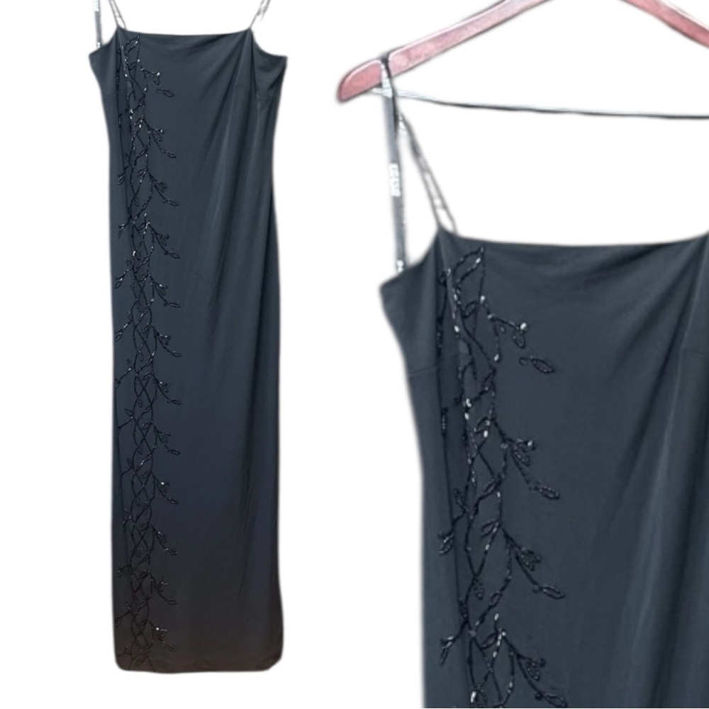 De Laru Y2K Vintage Beaded Black Maxi Dress Size 11/12